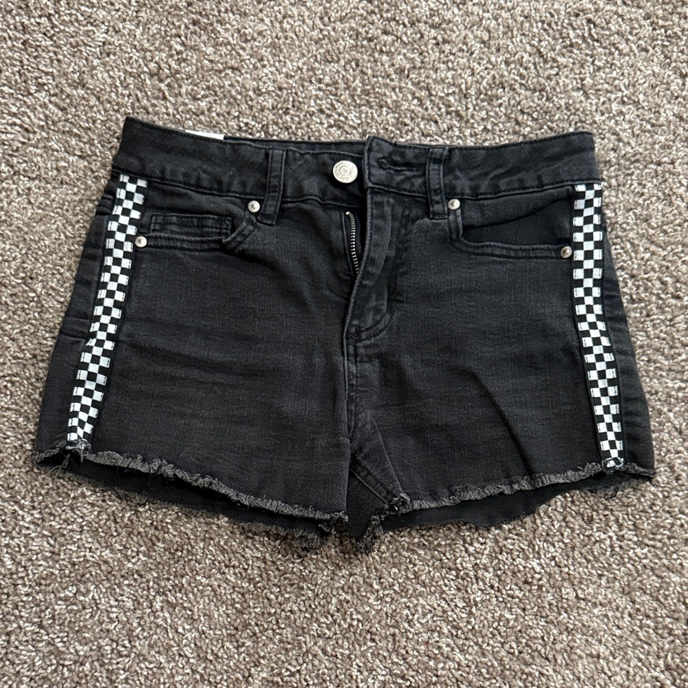 Almost Famous Black Checkered Jean Shorts
